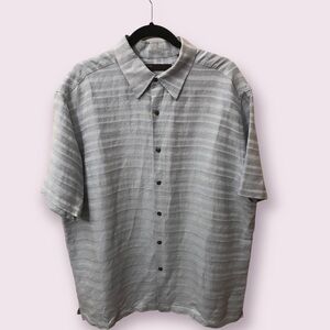 Perry Ellis Mens Linen Plaid Lightweight Short Sleeve Button Up Shirt Size XL